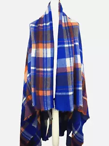 Zara Cuadros Suave Tartán Bufanda Chal Envoltura Deshilachado Talla 140cm X 140cm - Imagen 1 de 10