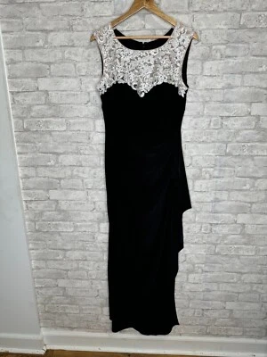 Alex Evenings 正装女式 12 黑色奶油色装饰水钻 — 第 1/4 张图片