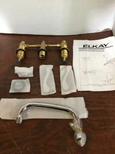 ELKAY 8" ARCTUBE SPOUT 4" WRISTBLADE HANDLES CONCEALED DECK FAUCET LK800AT08TA - Picture 1 of 1