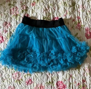 Girls Justice Blue Mesh Layered Skirt Black Elastic Waistband Size 8 - Picture 1 of 6