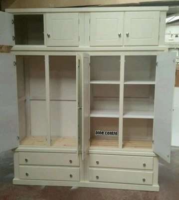 HANDMADE BERKSHIRE IVORY 4 DRAWER QUADS WARDROBE WITH TOP BOX(MIRRORED) ASSEMBLE - Image 1 of 4