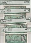 Canada 1954 One Dollar 4 consecutive notes graded Ms64 Ppq