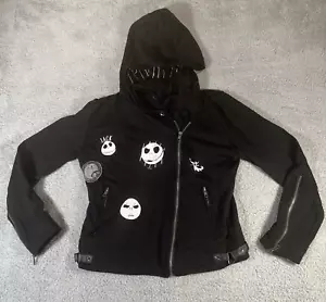 Pesadilla antes de Navidad Mujer Sudadera con Capucha Mediana Negra Cremallera Disney Parche Correas - Imagen 1 de 10