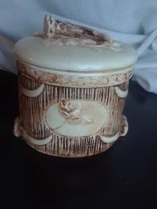 Hirsch Kanister Behälter Keramik Geweih Griff & Seiten braun hellbraun 6 x 4 3/4" B7 - Bild 1 von 8