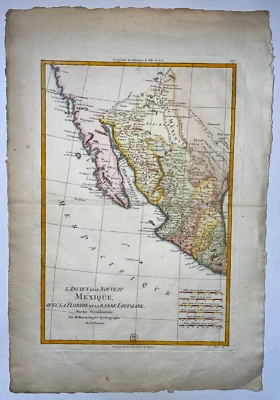 MAPA ANTIGUO MÉXICO BAJA CALIFORNIA 1780 RIGOBERT BONNE SIGLO XVIII Foto 1 de 4
