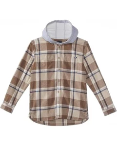Vans Lopes Shirt Kids XL Dirt Plaid Print 100% Cotton Long Sleeve Hoodie ERK153 - Picture 1 of 10