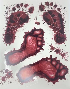 Halloween Window Stickers Bloody Foot Prints Blood Drip Red Scary Party Reusable - Picture 1 of 10