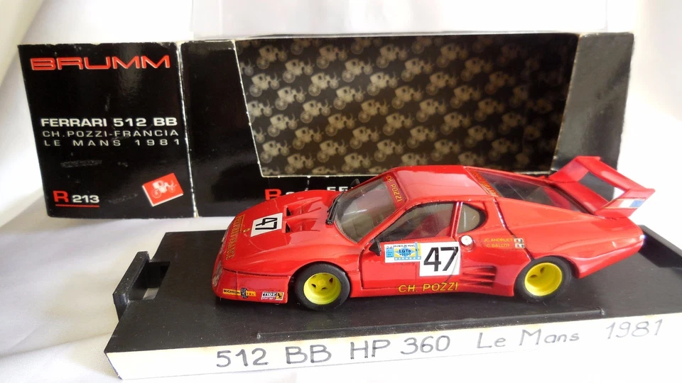 BRUMM 1/43 FERRARI 512 BB CH. POZZI-FRANCIA #47 ANDRUET - 24H LE MANS 1981 R213 - Immagine 1 di 1