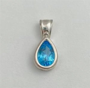 Clyde Duneier CID 925 Sterling Silver Blue Topaz Teardrop Pendant - Picture 1 of 5