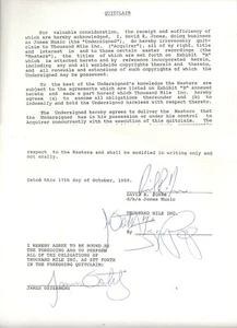 Unique Incredibly Rare David Bowie & Iggy Pop Signed Music Contract RR COA - Picture 1 of 4