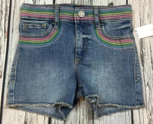 Gap Girls Size 5 Denim Shorts With Colorful Embroidered Stitching. Nwt - Picture 1 of 5