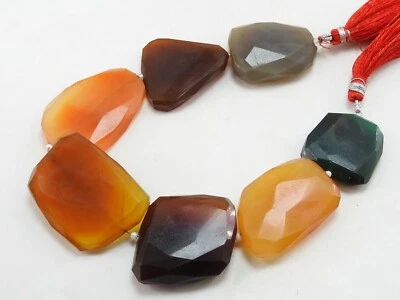 7Pieces Strand Onyx Faceted Tumble Nuggets/Handmade/37X24 TO 23X 21 MM/WM - Image 1 of 4