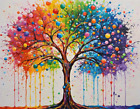 RAINBOW TREE OF LIFE PRINT POSTER PICTURE COLOURFUL ABSTRACT WALL ART IMAGE