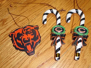 3 NFL Chicago Bears Football Christmas Team Ornament Memory New Xmas NFL Decor - Picture 1 of 4