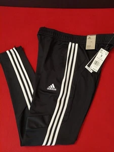 Pantalones de fútbol Adidas de pierna cónica para mujer pequeños negros blancos a rayas NUEVO - Imagen 1 de 18