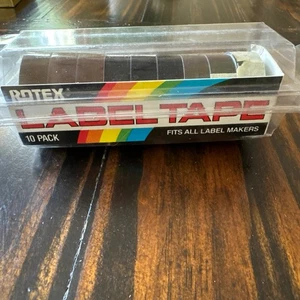 Vintage Rotex Label Tape 10 Pack (9 Inc) Fits All Label Makers USA Made Retro - Picture 1 of 5