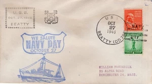 USS BEATTY DD 756,    1946  FDC20106 - Picture 1 of 1