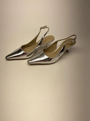 Sam Edelman Silver Slingback Bianca Womens Size 6.5 Pointed Toe Kitten Heel - Image 1 of 4