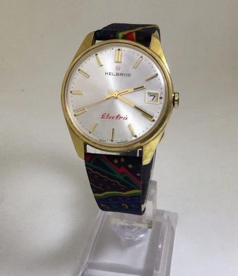 老式 HELBROS 电动 Cal。 11 PUW,7 珠宝,Ca. 20 世纪 60 年代,可用。 — 第 1/4 张图片