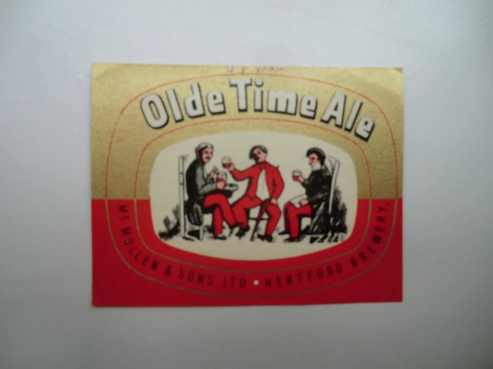 MINT MULLENS & SONS HERTFORD BREWERY OLDE TIME ALE BREWERY BEER BOTTLE LABEL - Image 1 of 1