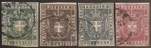 TOSCANA ESTADOS ITALIANOS 1860 Juego de 4 estampillas usadas Sass #18-21 CV 1520 € - Imagen 1 de 2