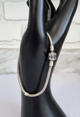 PANDORA Barrel Clasp 7.5" 925 Sterling Silver ALE Charm Rope Snake Bracelet - Image 1 of 4