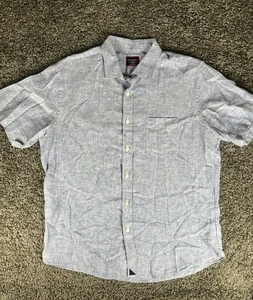UNTUCKit 100% Linen Shirt Mens (Large) Slim Classic Valente Blue Short Sleeve - Picture 1 of 11