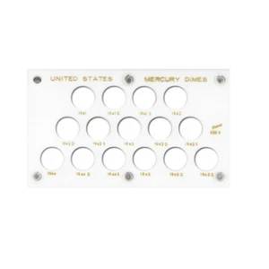 Soporte completo de 15 monedas de diez centavos de mercurio White Capital Plastics 1941-1945 - Imagen 1 de 2