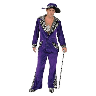 Disfraz y sombrero de proxeneta púrpura para adulto Foto 1 de 4