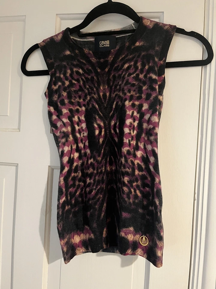 Rare Vintage Roberto Cavalli lambswool knit vest contrast excellent condition  - Image 1 of 4