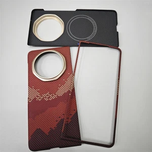 Estuche de fibra de carbono genuino Fr Honor Magic V5 Magsafe Red Mountain cubierta rígida delgada - Imagen 1 de 11