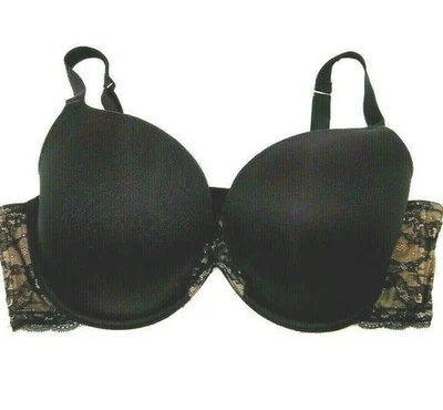 Lane Bryant Cacique Womens Bra Quarterly Lace Plunge 42DDD Black w/ Lace Accents - Image 1 of 4