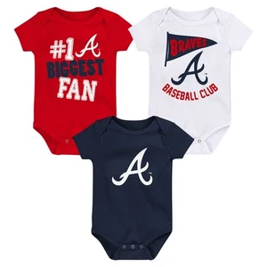 Newborn & Infant Atlanta Braves 3-Pack Fan Pennant Bodysuit Set - Picture 1 of 4