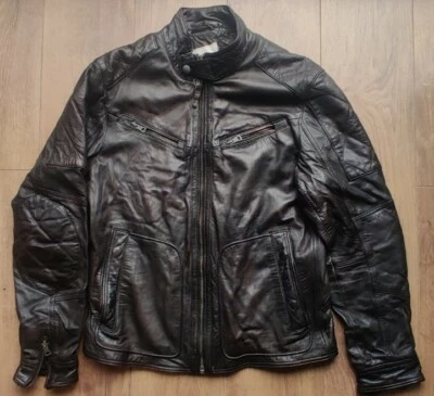 Used! MANGO men's brown leather biker jacket, sz L - Image 1 of 4