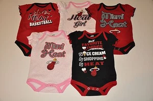 Miami Heat Girls Infant Baby Bodysuit Creeper Romper (0-3M,3-6M,6-9M,12M,18M) - Picture 1 of 5