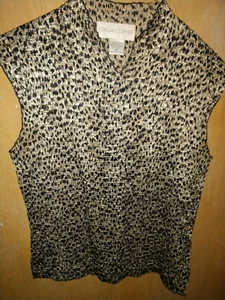 CASUAL CORNER BLACK AND GOLD CRINKLE SHELL TOP SIZE M - Picture 1 of 2