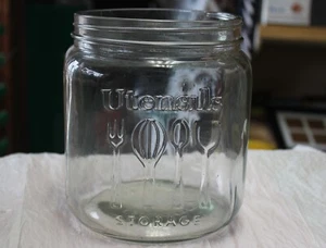 Tarro de almacenamiento de utensilios de cocina de vidrio transparente Home Essentials and Beyond 7"h x 5,5" con - Imagen 1 de 3