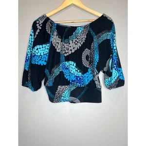 EXPRESS 2008 y2k slinky blouse top off shoulder elastic long sleeve crop size S - Picture 1 of 5