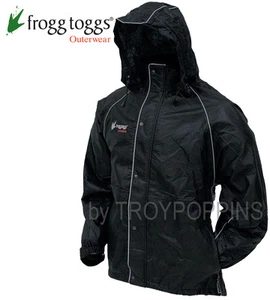 1-FROGG TOGGS RAIN GEAR-TT6039 TEKK TOAD BLACK JACKET REFLECTIVE WET RIDING WEAR - Picture 1 of 5
