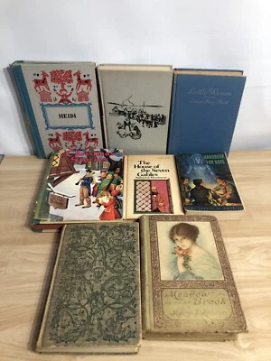 Book Lot 8 Old Antique Vintage Books Chic Distressed Library Staging Decor Prop - Image 1 of 4