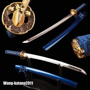 Espada funcional Wakizashi samurai japonesa azul afilada Full Tang de 30" acero 1095 - Imagen 1 de 13