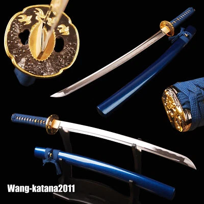Espada funcional Wakizashi samurai japonés azul espiga completa afilada de 30" acero 1095 Foto 1 de 4