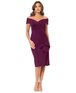 $149 XSCAPE Women's Off-The-Shoulder Sweetheart Dress, WINE, SIZE-8 - Picture 1 of 3