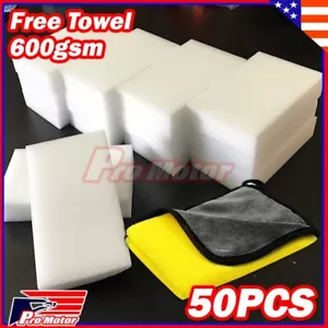 50pcs Magic Sponge Eraser Melamine Thick Cleaning Foam home Microfiber towel - Picture 1 of 9