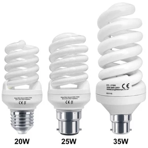 Energy Saving Spiral Light Bulb in 20w, 25w, 35w Cap B22 or E27  - Picture 1 of 14