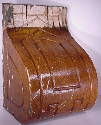 ANTIQUE SCONCE HAND CARVED ARCHITECTURAL WOOD BRACKET ART DECO CORBEL PEDIMENT  - Image 1 of 4