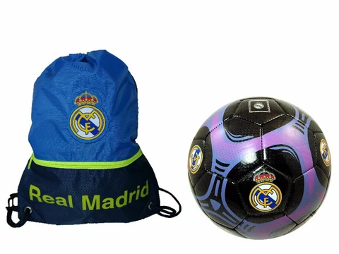 Real Madrid Officially Licensed Soccer Ball Size 5 & Cinch Bag 01-1 Cover