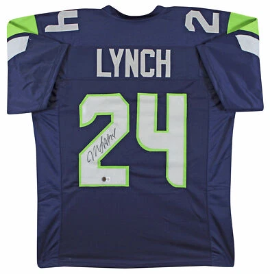 Marshawn Lynch Authentic Signed Navy Blue Pro Style Jersey Autographed BAS - Image 1 of 3