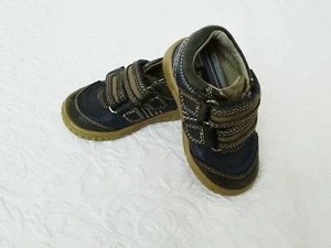 Size 4 Infant HUSH PUPPIES Boy's Blue Brown Boots Shoes - Picture 1 of 10