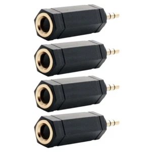 4x 3.5mm 1/8" Male to 6.35mm 1/4" Female TRS Stereo Audio Adapter Headphone Gold - Picture 1 of 4